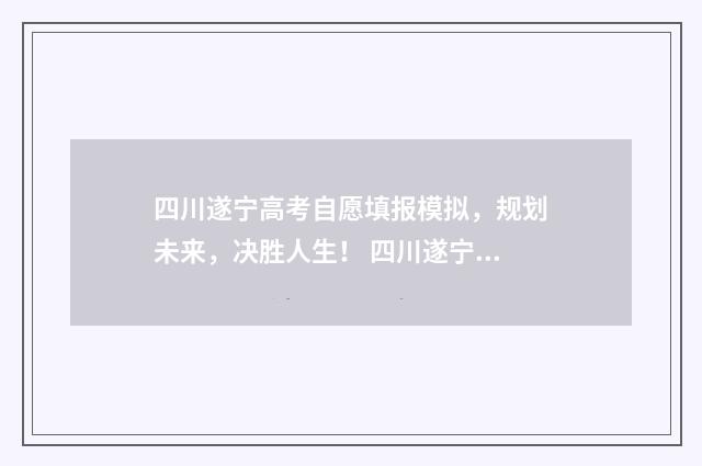 四川遂宁高考自愿填报模拟，规划未来，决胜人生！ 四川遂宁高考志愿填报网