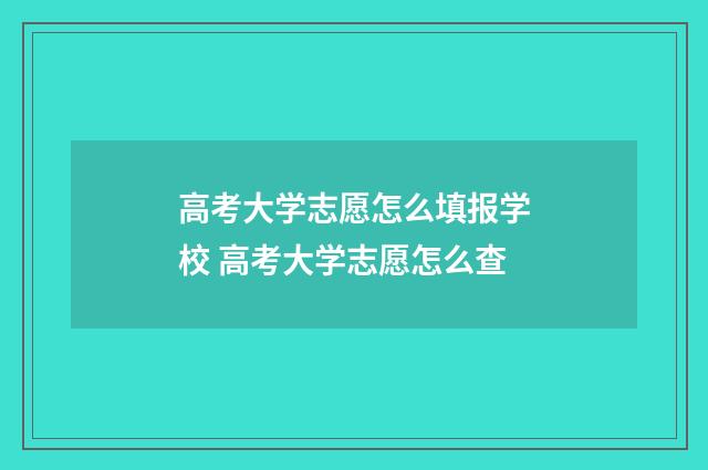 高考大学志愿怎么填报学校 高考大学志愿怎么查