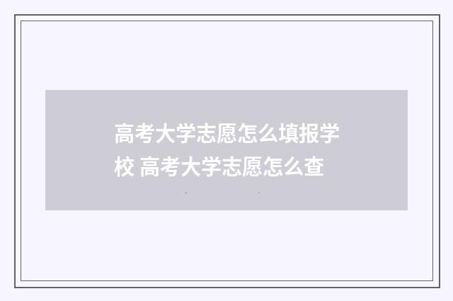 高考大学志愿怎么填报学校 高考大学志愿怎么查