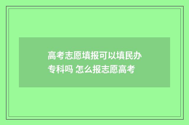 高考志愿填报可以填民办专科吗 怎么报志愿高考
