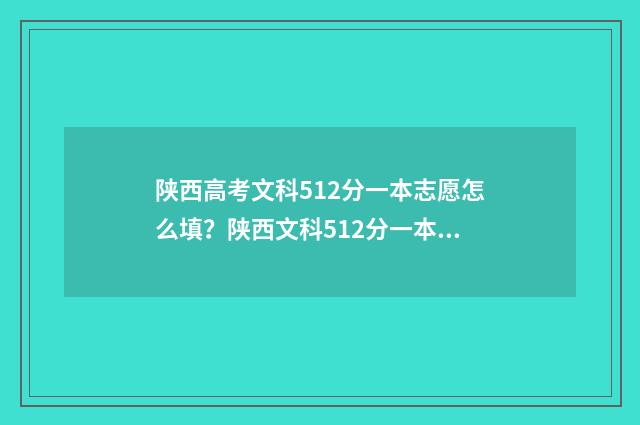 陕西高考文科512分一本志愿怎么填?陕西文科512分一本志愿填报指南 陕西高考文科512分能报什么学校