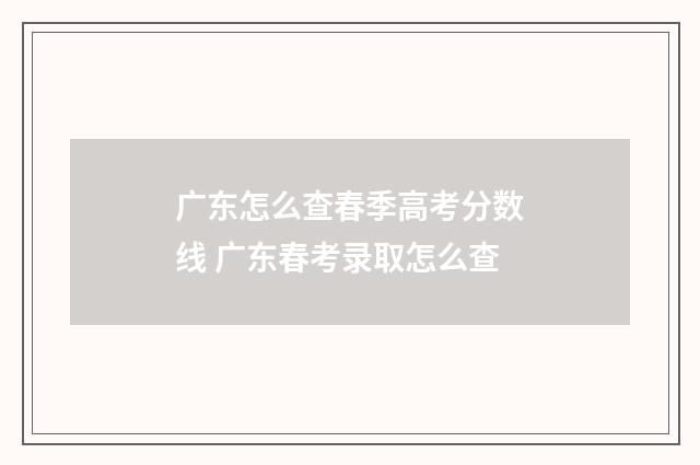 广东怎么查春季高考分数线 广东春考录取怎么查