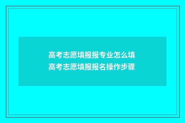 高考志愿填报报专业怎么填 高考志愿填报报名操作步骤