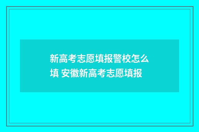 新高考志愿填报警校怎么填 安徽新高考志愿填报