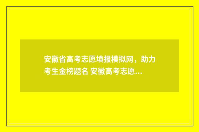 安徽省高考志愿填报模拟网，助力考生金榜题名 安徽高考志愿填报模板