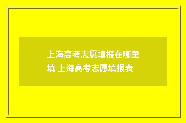 上海高考志愿填报在哪里填 上海高考志愿填报表