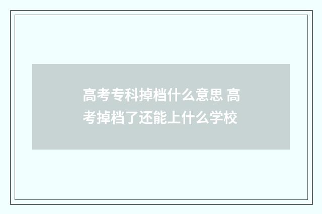 高考专科掉档什么意思 高考掉档了还能上什么学校