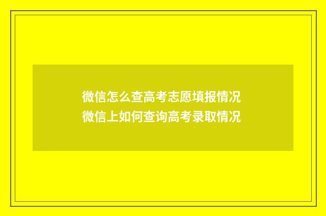 微信怎么查高考志愿填报情况 微信上如何查询高考录取情况