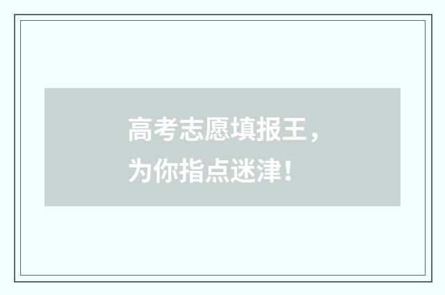 高考志愿填报王，为你指点迷津！