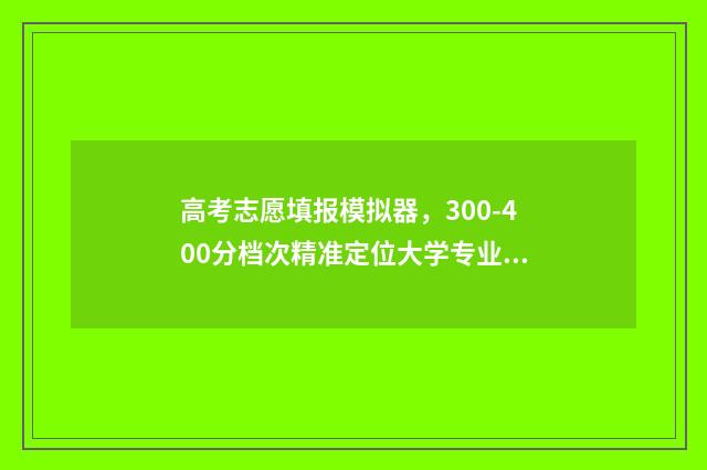 高考志愿填报模拟器，300-400分档次精准定位大学专业 高考志愿填报专家