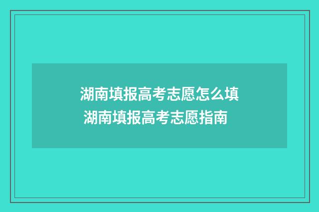 湖南填报高考志愿怎么填 湖南填报高考志愿指南