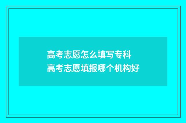 高考志愿怎么填写专科 高考志愿填报哪个机构好