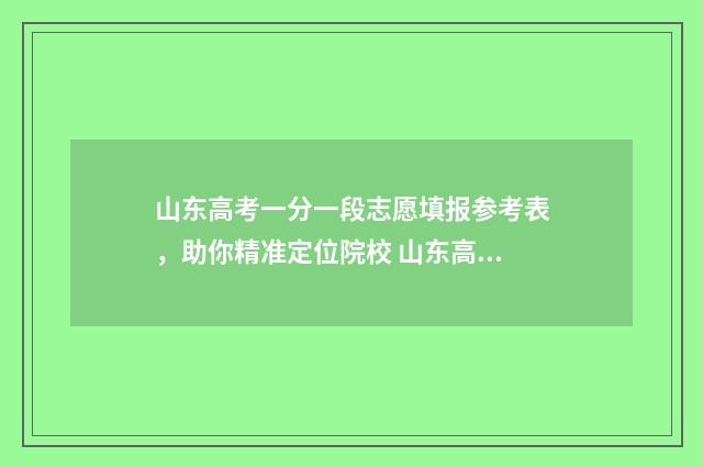 山东高考一分一段志愿填报参考表,助你精准定位院校 山东高考一分一段表怎么理解