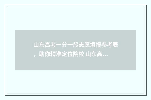 山东高考一分一段志愿填报参考表，助你精准定位院校 山东高考一分一段表怎么理解