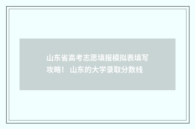 山东省高考志愿填报模拟表填写攻略！ 山东的大学录取分数线