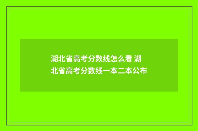 湖北省高考分数线怎么看 湖北省高考分数线一本二本公布