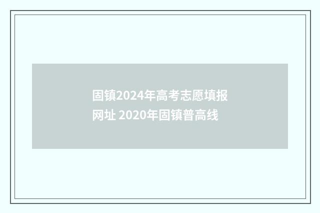 固镇2024年高考志愿填报网址 2020年固镇普高线
