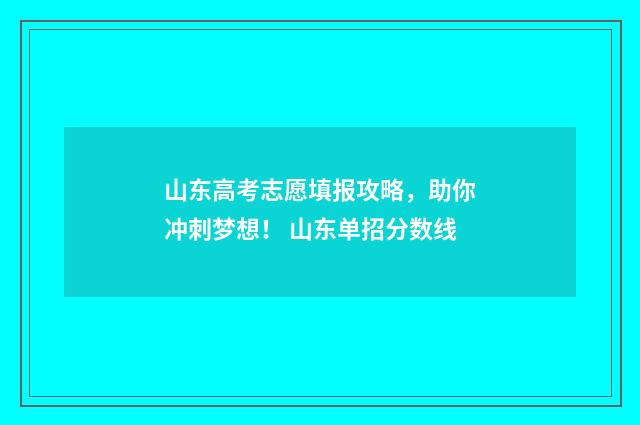 山东高考志愿填报攻略，助你冲刺梦想！ 山东单招分数线