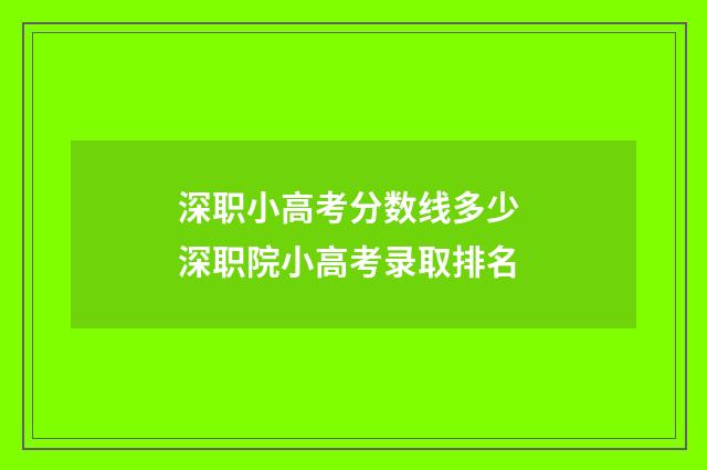 深职小高考分数线多少 深职院小高考录取排名