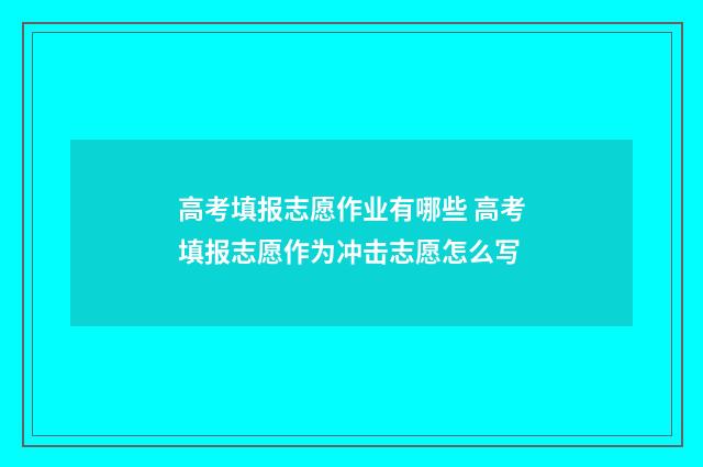 高考填报志愿作业有哪些 高考填报志愿作为冲击志愿怎么写