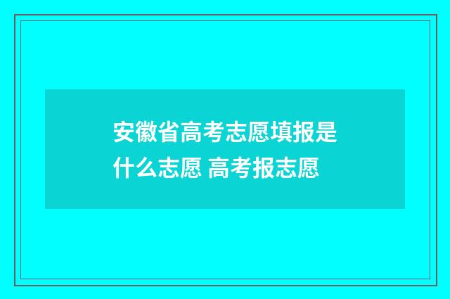 安徽省高考志愿填报是什么志愿 高考报志愿