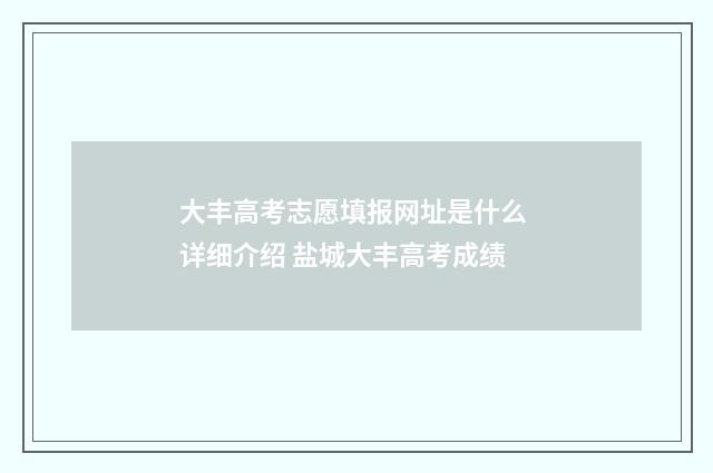 大丰高考志愿填报网址是什么 详细介绍 盐城大丰高考成绩