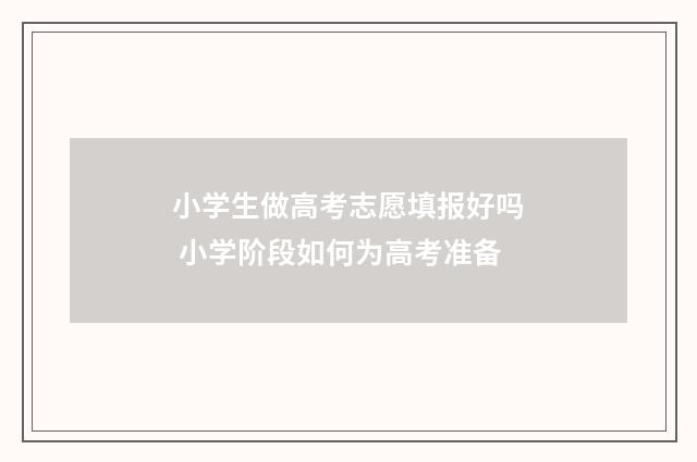 小学生做高考志愿填报好吗 小学阶段如何为高考准备