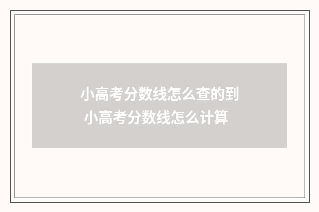 小高考分数线怎么查的到 小高考分数线怎么计算