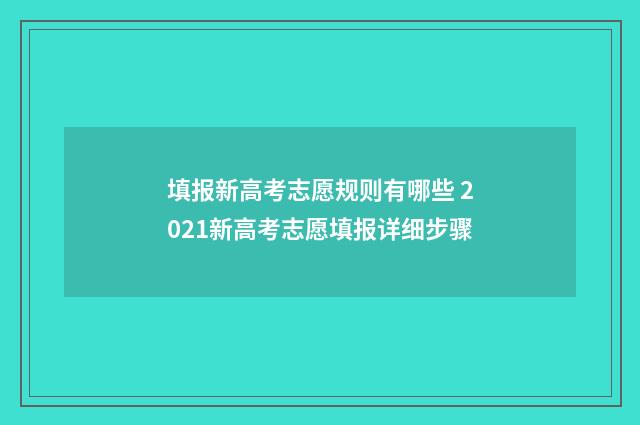 填报新高考志愿规则有哪些 2021新高考志愿填报详细步骤