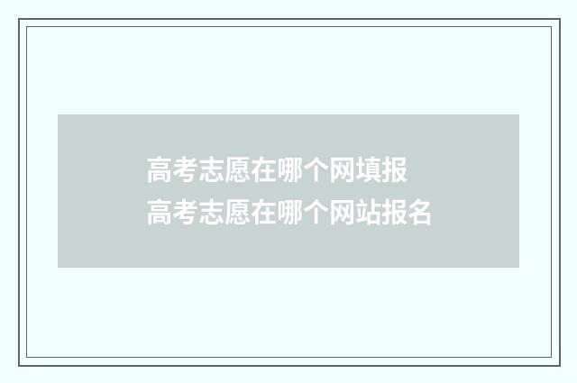 高考志愿在哪个网填报 高考志愿在哪个网站报名