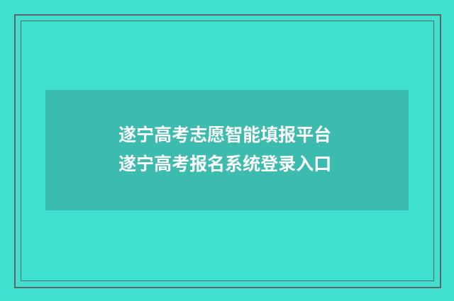 遂宁高考志愿智能填报平台 遂宁高考报名系统登录入口
