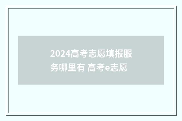 2024高考志愿填报服务哪里有 高考e志愿