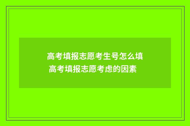 高考填报志愿考生号怎么填 高考填报志愿考虑的因素
