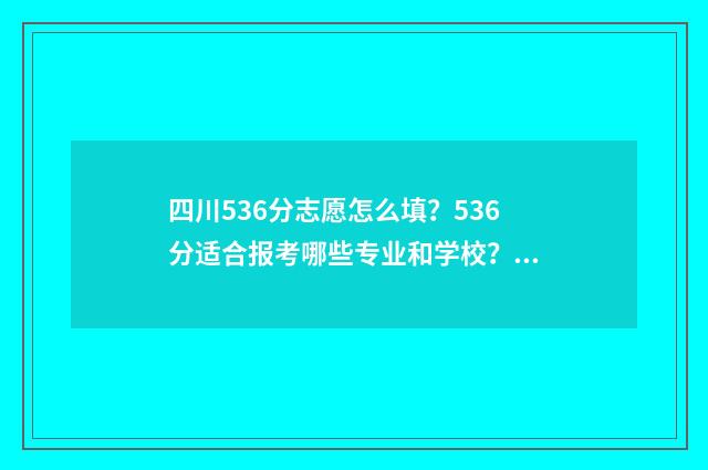 四川536分志愿怎么填？536分适合报考哪些专业和学校？ 2021四川志愿录取顺序
