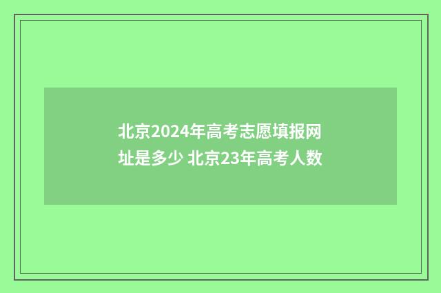 北京2024年高考志愿填报网址是多少 北京23年高考人数
