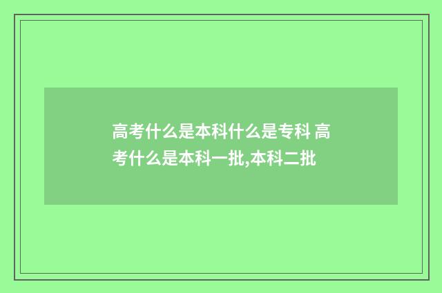 高考什么是本科什么是专科 高考什么是本科一批,本科二批
