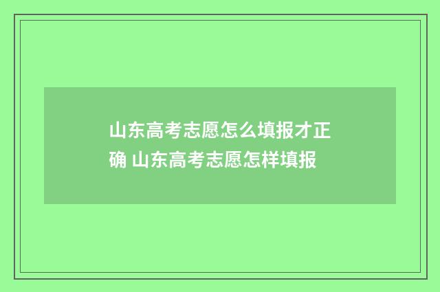山东高考志愿怎么填报才正确 山东高考志愿怎样填报