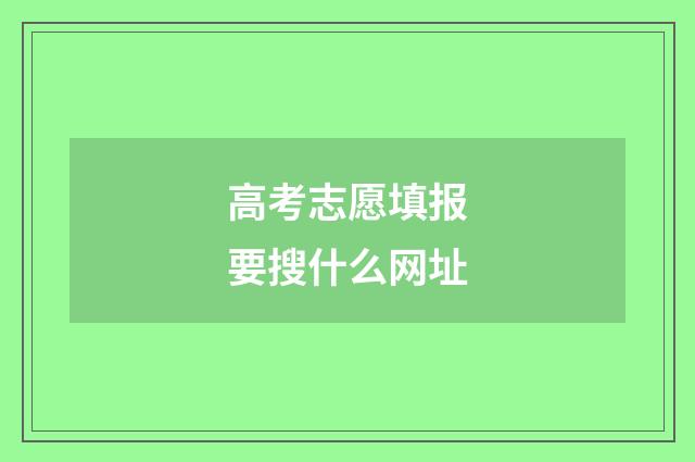 高考志愿填报要搜什么网址