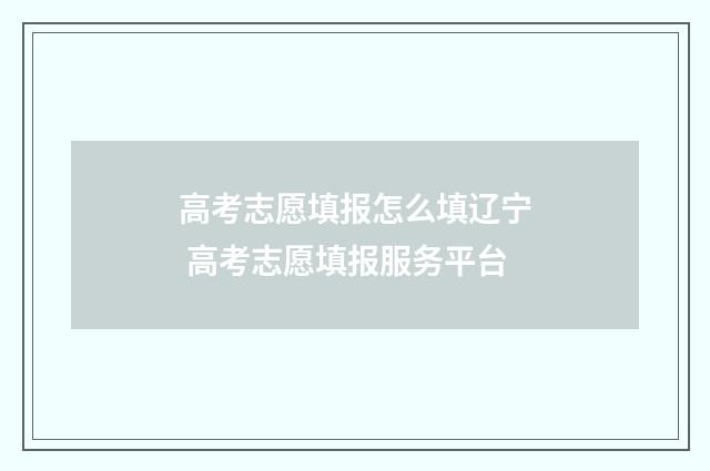 高考志愿填报怎么填辽宁 高考志愿填报服务平台