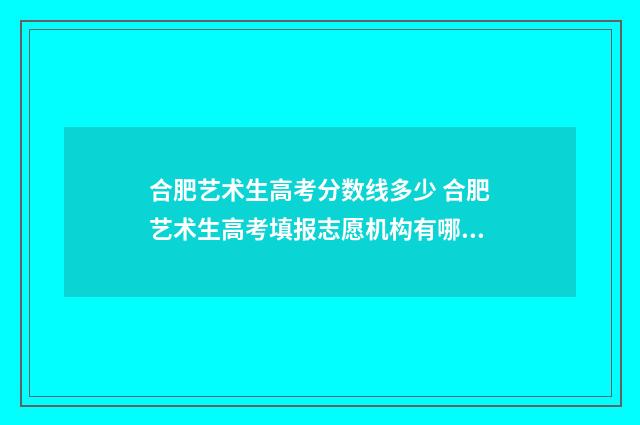 合肥艺术生高考分数线多少 合肥艺术生高考填报志愿机构有哪些