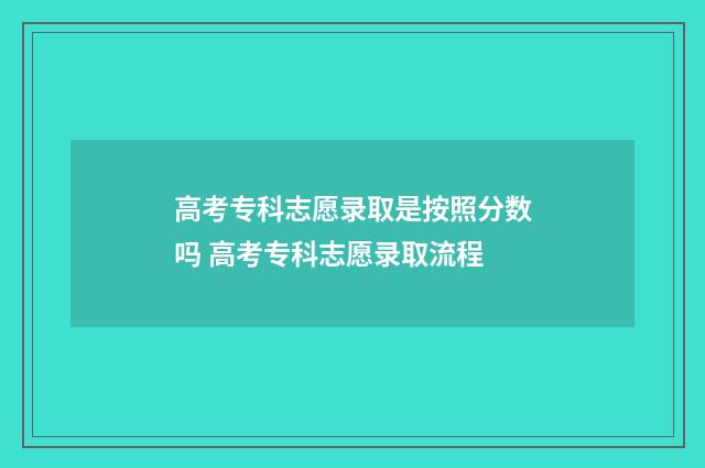 高考专科志愿录取是按照分数吗 高考专科志愿录取流程