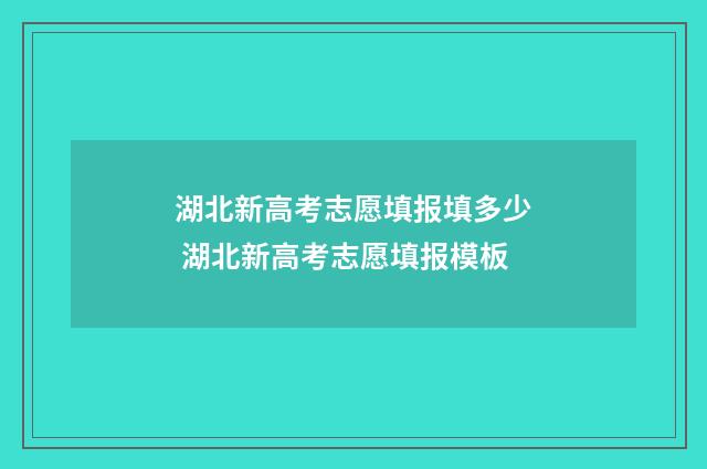 湖北新高考志愿填报填多少 湖北新高考志愿填报模板