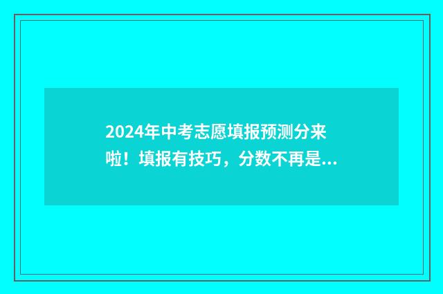 2024年中考志愿填报预测分来啦！填报有技巧，分数不再是难题 2024年中考录取分数线一览表