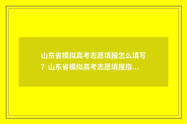 山东省模拟高考志愿填报怎么填写？山东省模拟高考志愿填报指南 山东省模拟高考报名入口官网网址