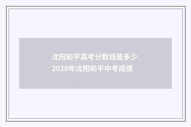 沈阳和平高考分数线是多少 2020年沈阳和平中考成绩