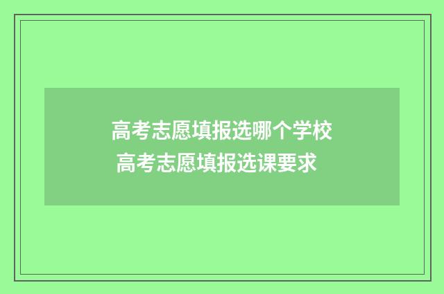 高考志愿填报选哪个学校 高考志愿填报选课要求