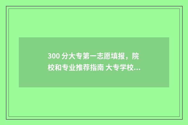 300 分大专第一志愿填报，院校和专业推荐指南 大专学校300分
