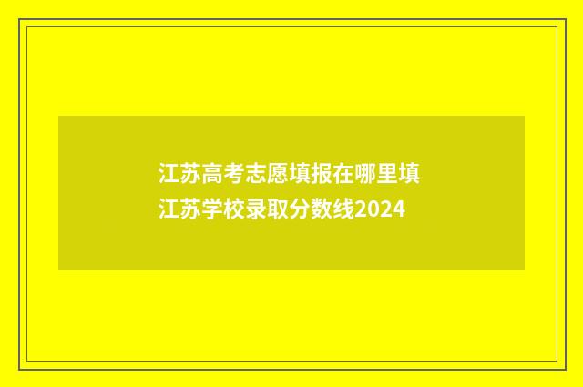 江苏高考志愿填报在哪里填 江苏学校录取分数线2024