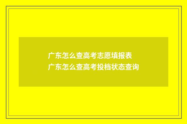 广东怎么查高考志愿填报表 广东怎么查高考投档状态查询