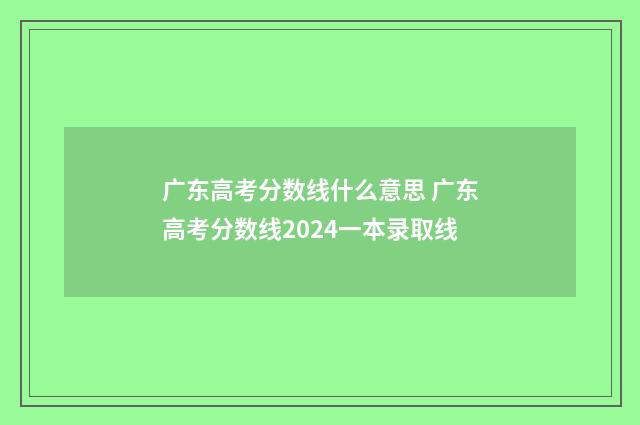 广东高考分数线什么意思 广东高考分数线2024一本录取线